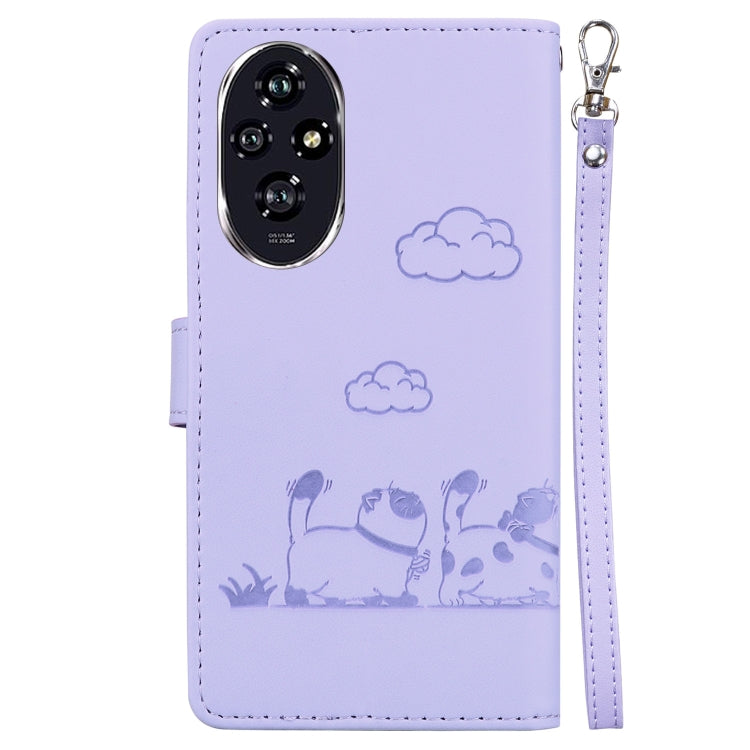 For Honor 200 5G Cute Cats RFID Leather Phone Case