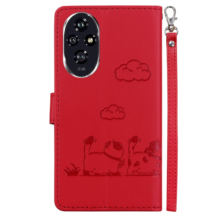 For Honor 200 5G Cute Cats RFID Leather Phone Case