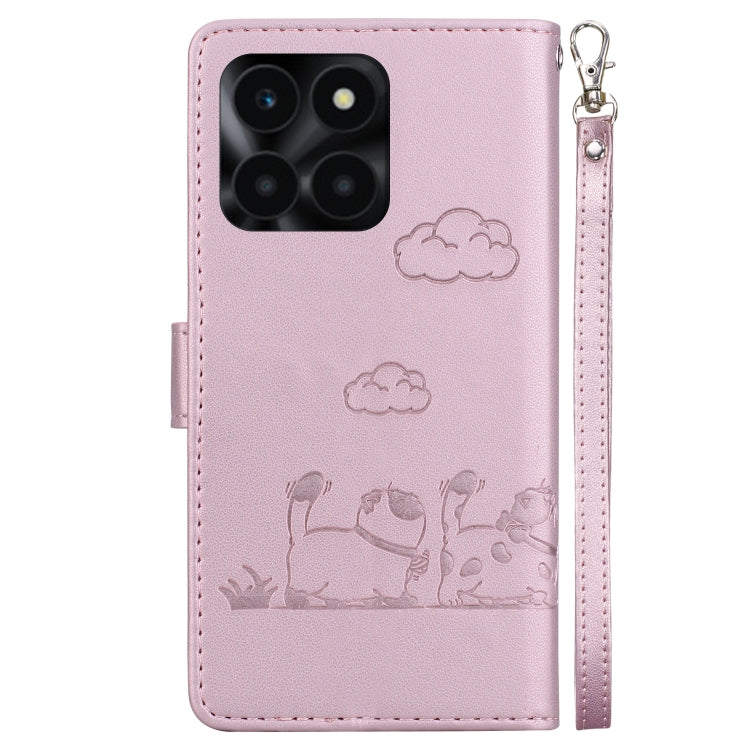 For Honor X6a Cute Cats RFID Leather Phone Case