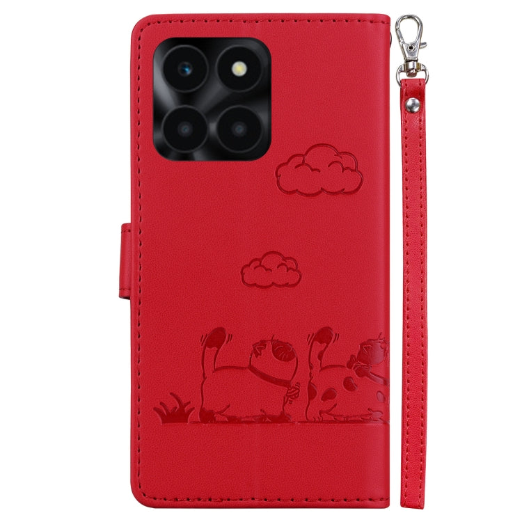 For Honor X6a Cute Cats RFID Leather Phone Case
