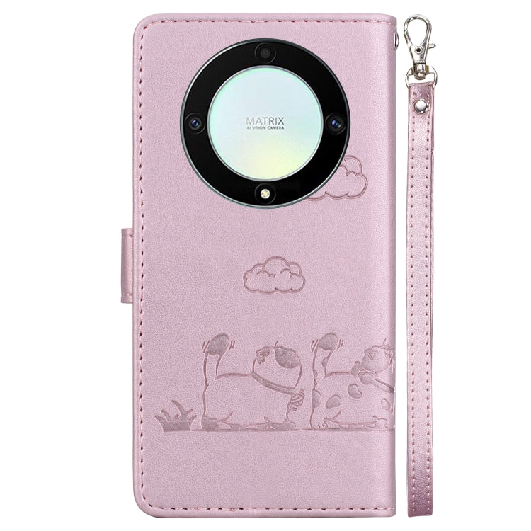 For Honor X9a Cute Cats RFID Leather Phone Case