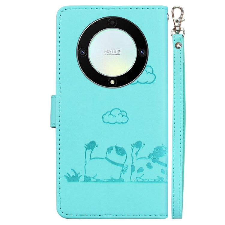 For Honor X9a Cute Cats RFID Leather Phone Case