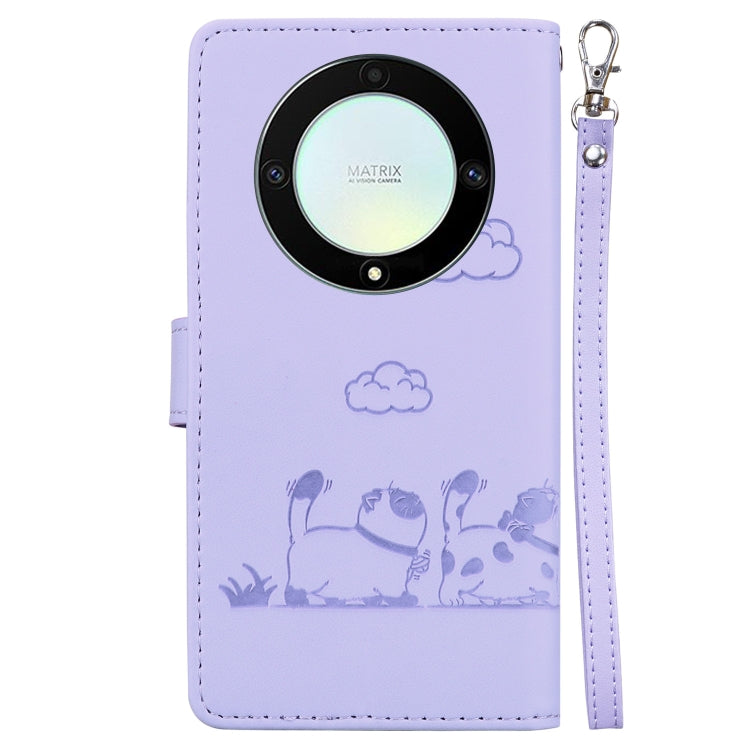 For Honor X9a Cute Cats RFID Leather Phone Case