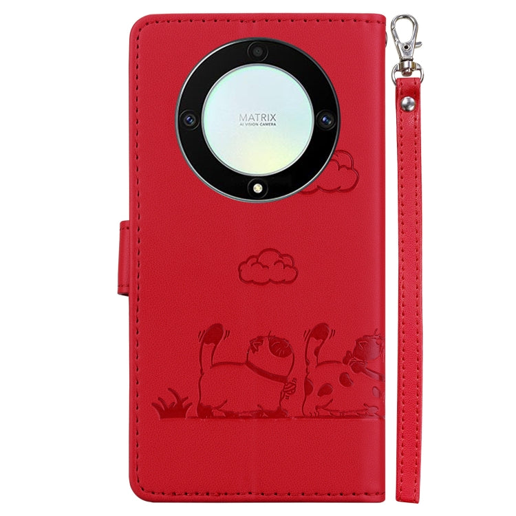 For Honor X9a Cute Cats RFID Leather Phone Case