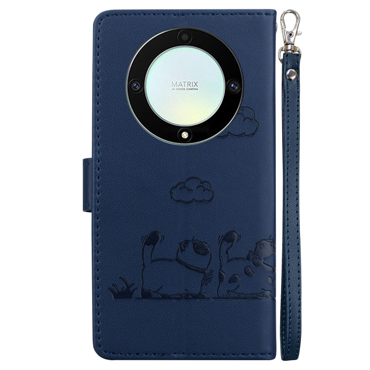 For Honor X9a Cute Cats RFID Leather Phone Case