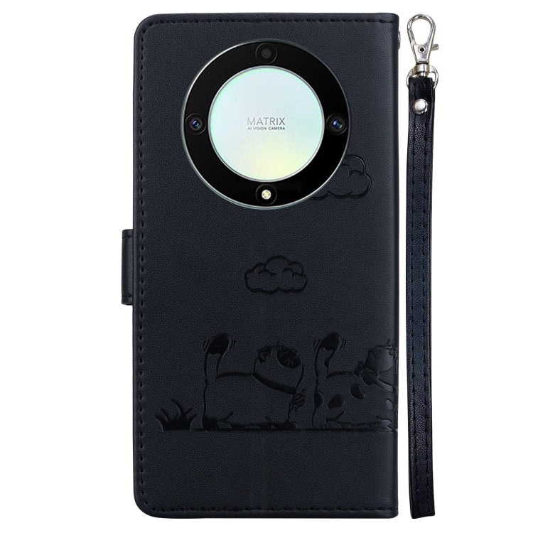 For Honor X9a Cute Cats RFID Leather Phone Case