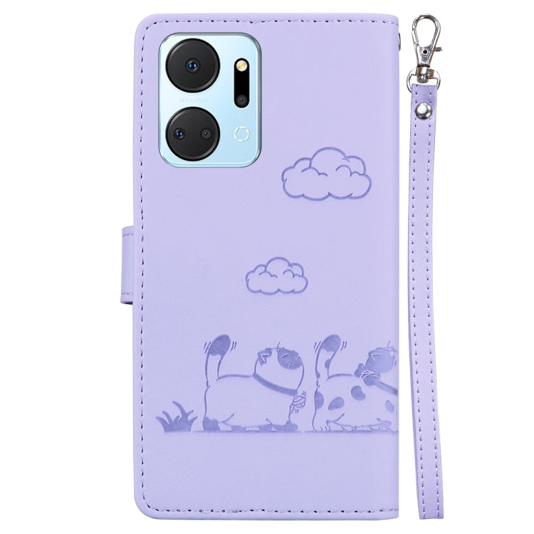 For Honor X7a Cute Cats RFID Leather Phone Case