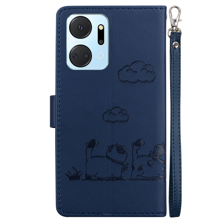 For Honor X7a Cute Cats RFID Leather Phone Case