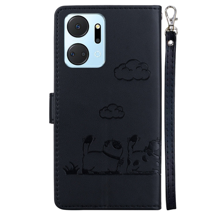For Honor X7a Cute Cats RFID Leather Phone Case