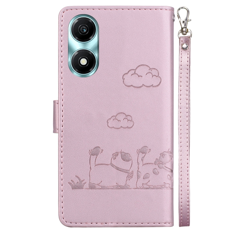 For Honor X5 Plus / Play 40C Cute Cats RFID Leather Phone Case