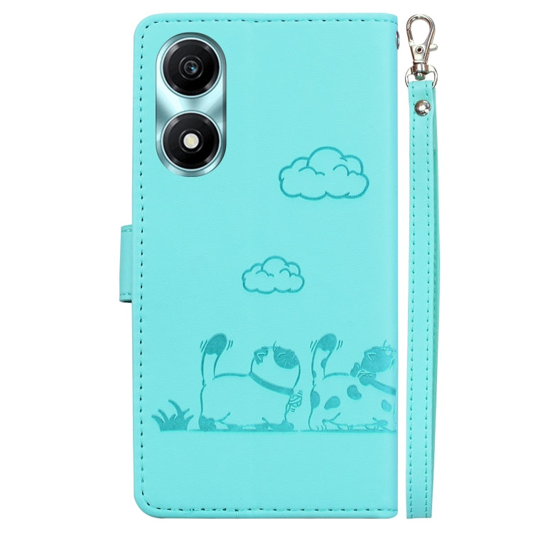For Honor X5 Plus / Play 40C Cute Cats RFID Leather Phone Case