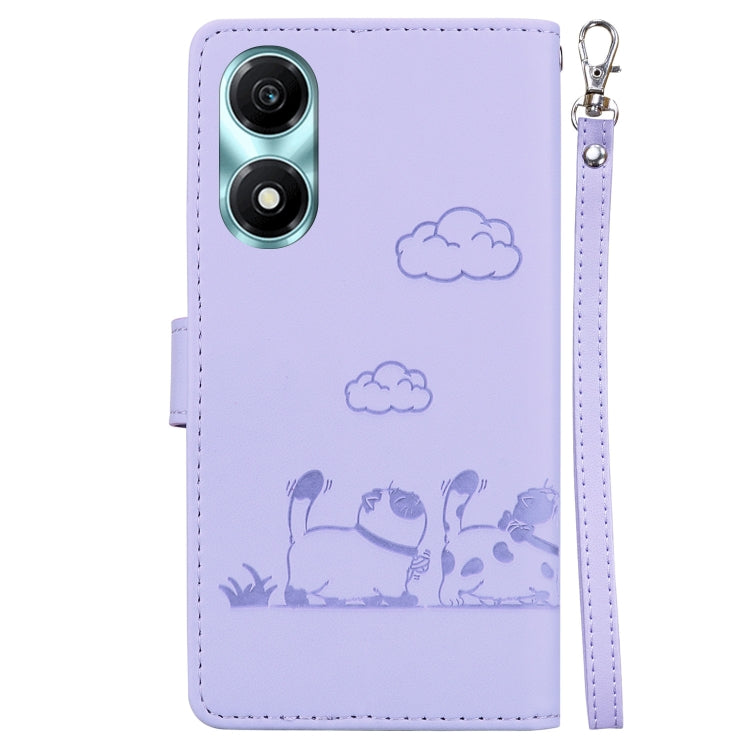 For Honor X5 Plus / Play 40C Cute Cats RFID Leather Phone Case