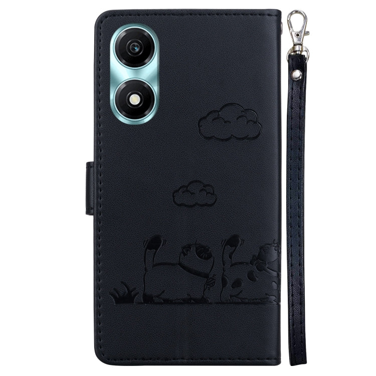 For Honor X5 Plus / Play 40C Cute Cats RFID Leather Phone Case