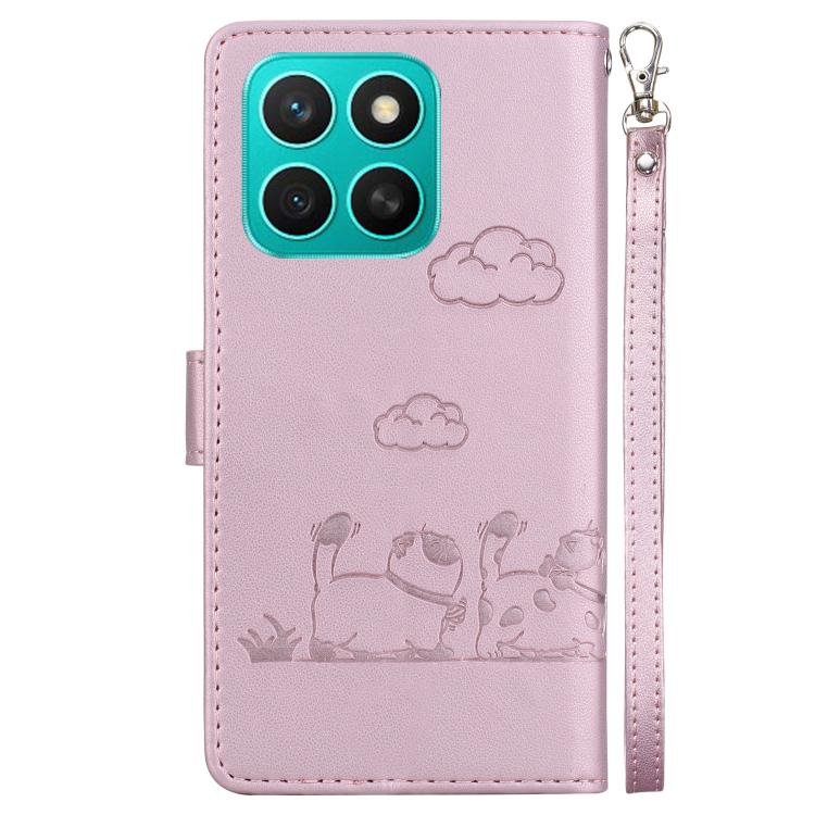 For Honor X8c 4G Cute Cats RFID Leather Phone Case