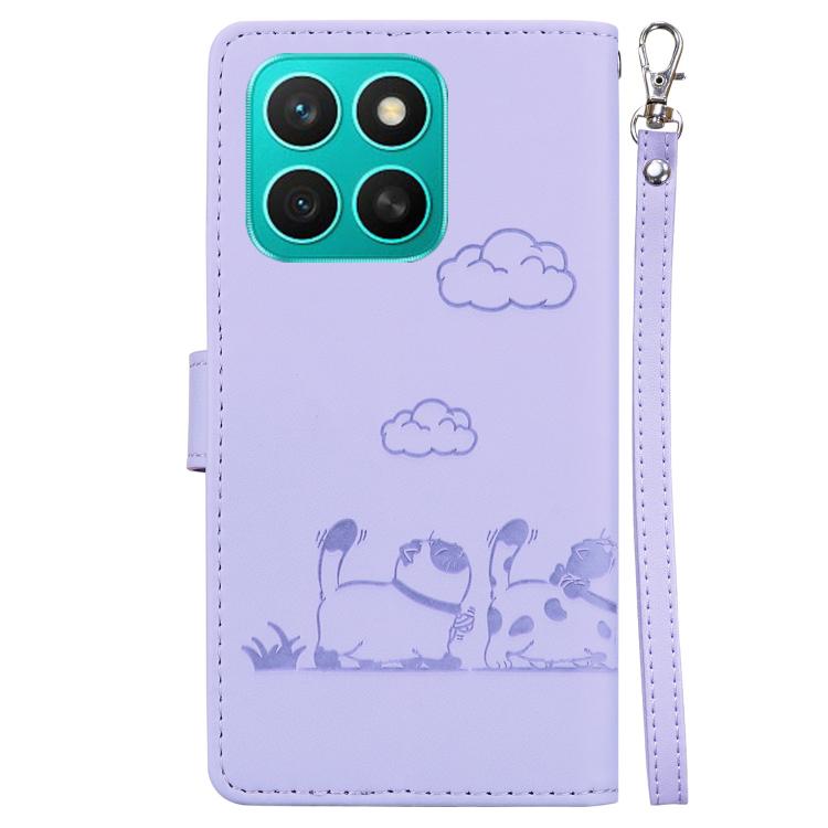 For Honor X8c 4G Cute Cats RFID Leather Phone Case