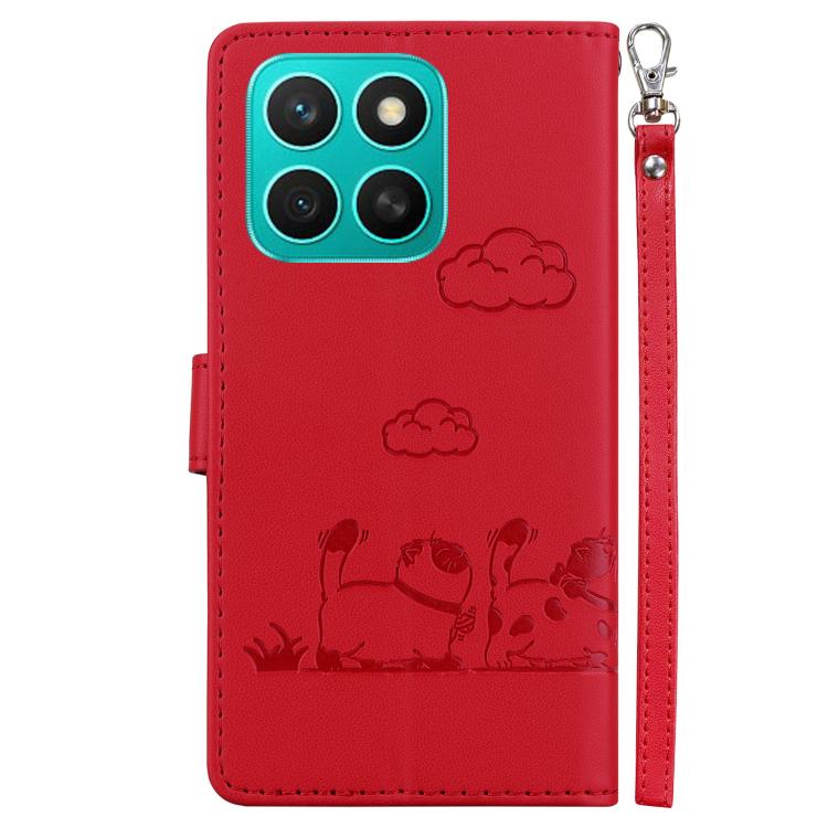 For Honor X8c 4G Cute Cats RFID Leather Phone Case