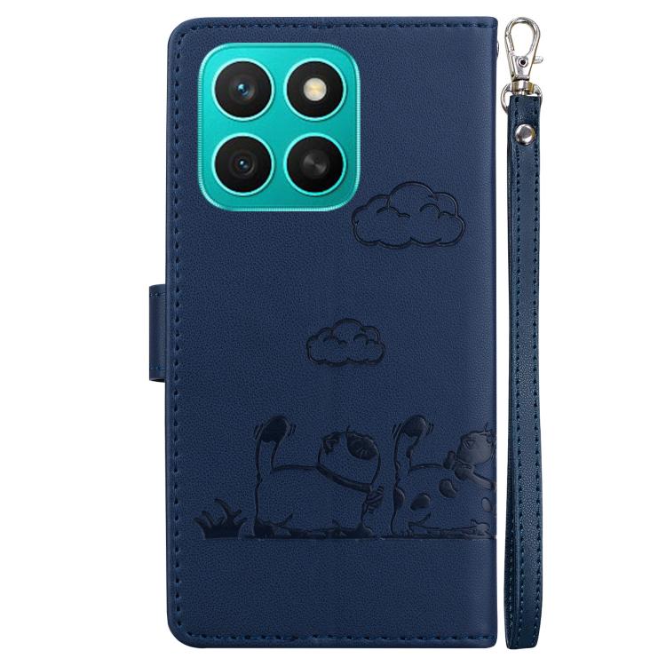 For Honor X8c 4G Cute Cats RFID Leather Phone Case
