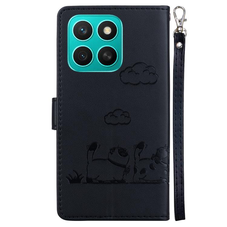 For Honor X8c 4G Cute Cats RFID Leather Phone Case