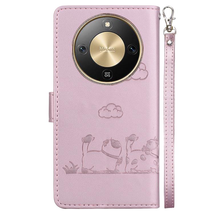 For Honor X70 5G Cute Cats RFID Leather Phone Case