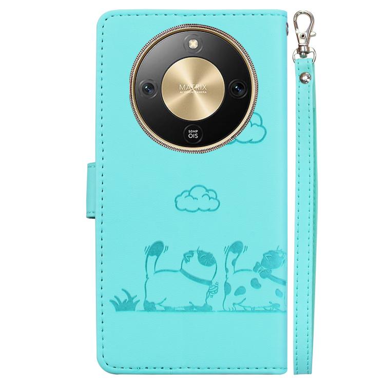 For Honor X70 5G Cute Cats RFID Leather Phone Case