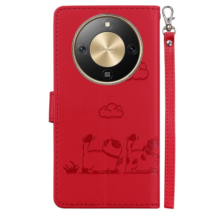 For Honor X70 5G Cute Cats RFID Leather Phone Case