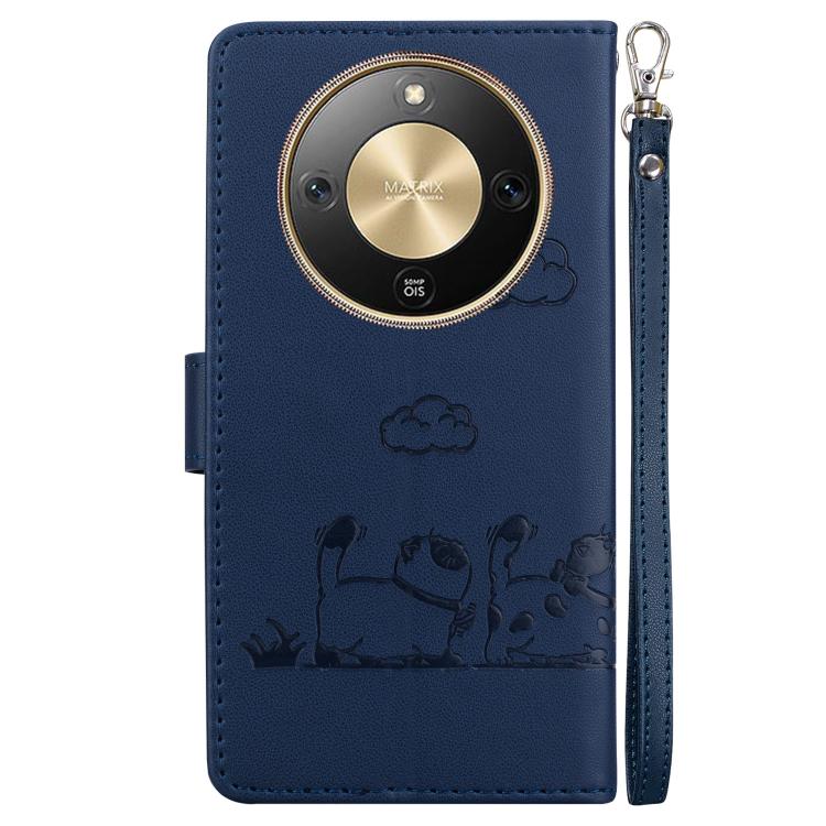 For Honor X70 5G Cute Cats RFID Leather Phone Case
