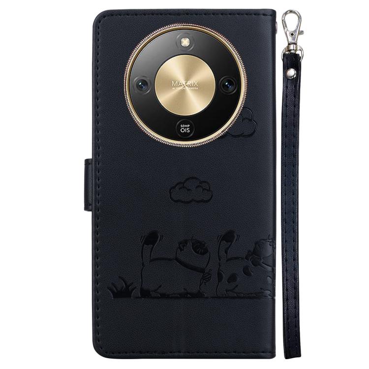 For Honor X70 5G Cute Cats RFID Leather Phone Case