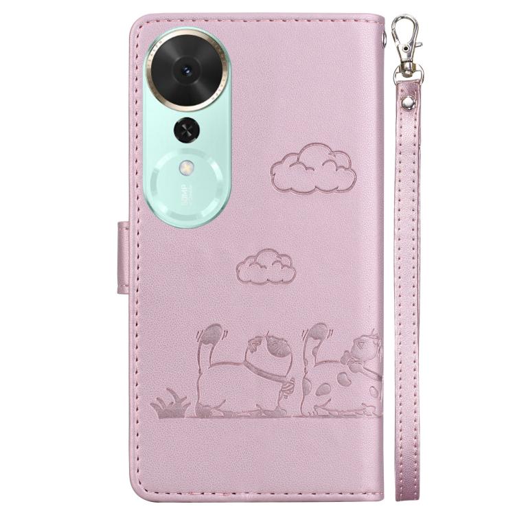 For Honor Play 70 Plus Cute Cats RFID Leather Phone Case