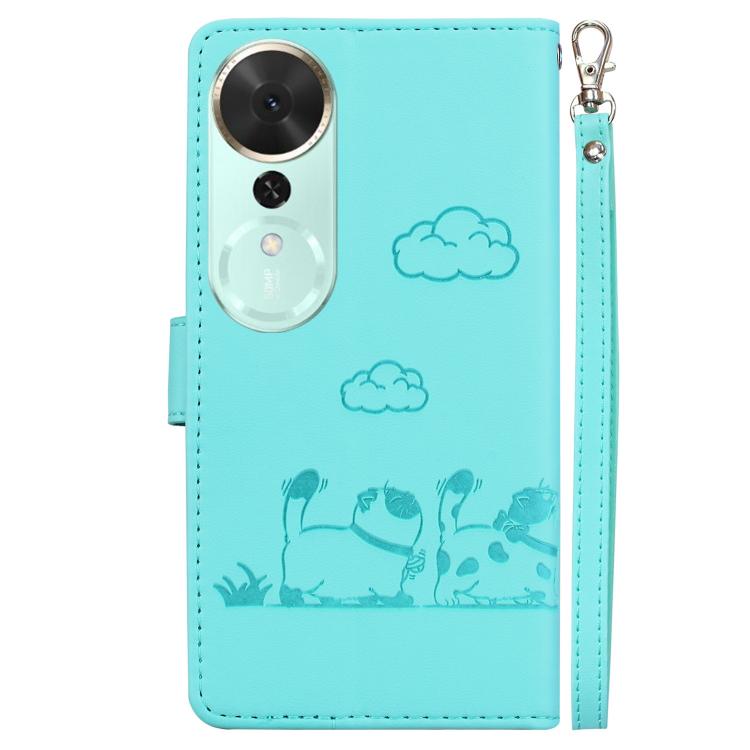 For Honor Play 70 Plus Cute Cats RFID Leather Phone Case