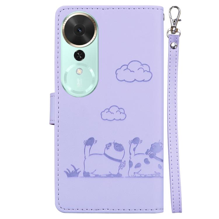 For Honor Play 70 Plus Cute Cats RFID Leather Phone Case