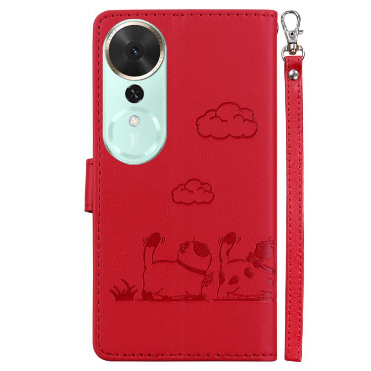For Honor Play 70 Plus Cute Cats RFID Leather Phone Case