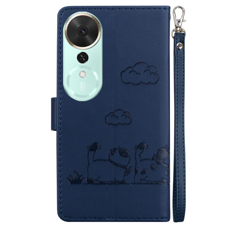 For Honor Play 70 Plus Cute Cats RFID Leather Phone Case