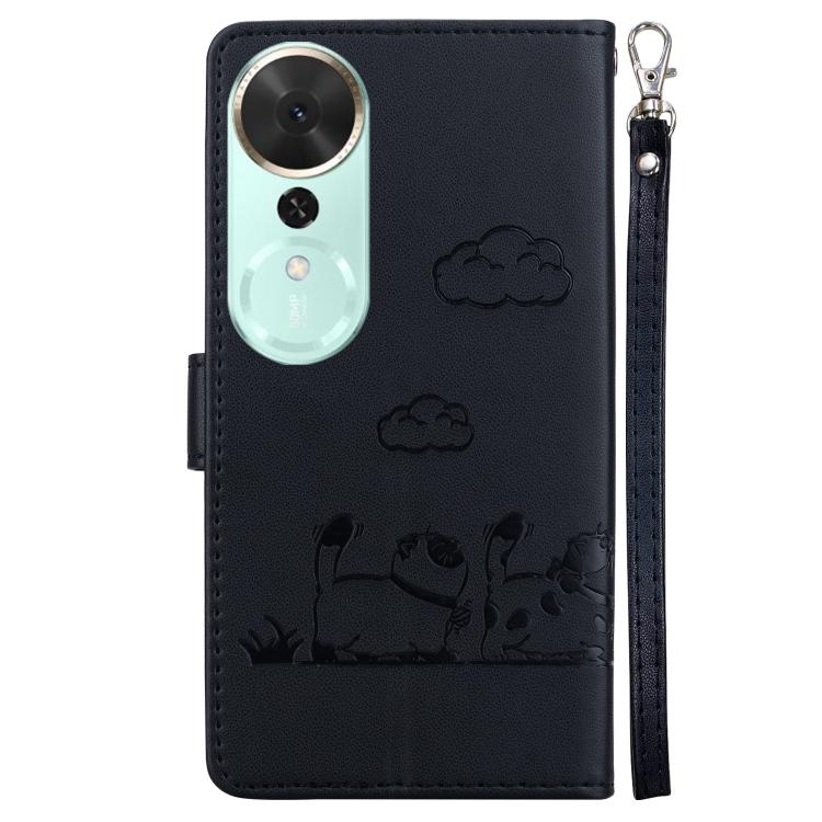 For Honor Play 70 Plus Cute Cats RFID Leather Phone Case