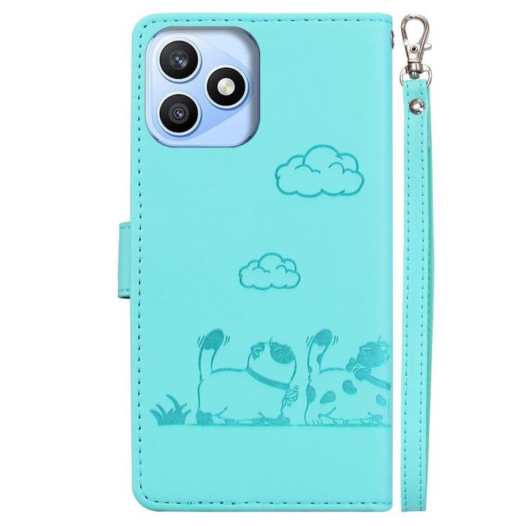 For Honor X8d 4G Cute Cats RFID Leather Phone Case