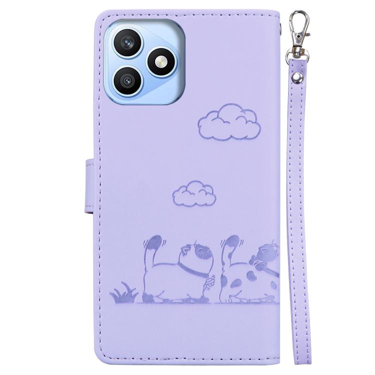 For Honor X8d 4G Cute Cats RFID Leather Phone Case