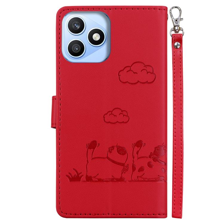 For Honor X8d 4G Cute Cats RFID Leather Phone Case