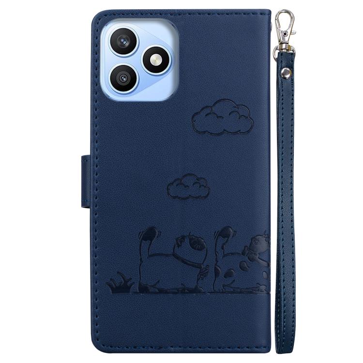 For Honor X8d 4G Cute Cats RFID Leather Phone Case