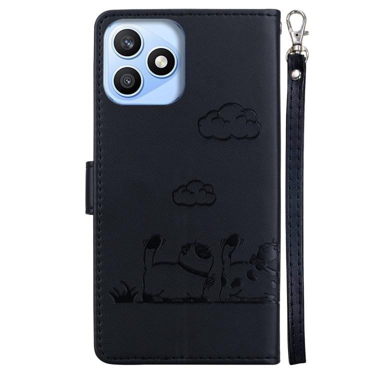 For Honor X8d 4G Cute Cats RFID Leather Phone Case