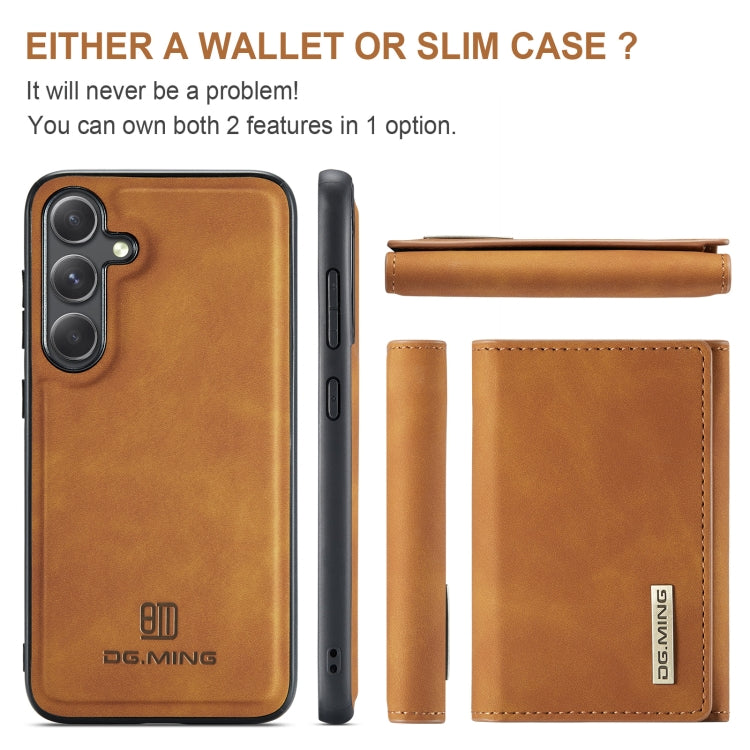 For Samsung Galaxy S24 FE 5G DG.MING M1 Series 3-Fold Multi Card Wallet + Magnetic Phone Case