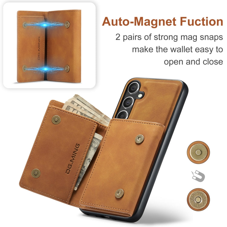For Samsung Galaxy S24 FE 5G DG.MING M1 Series 3-Fold Multi Card Wallet + Magnetic Phone Case