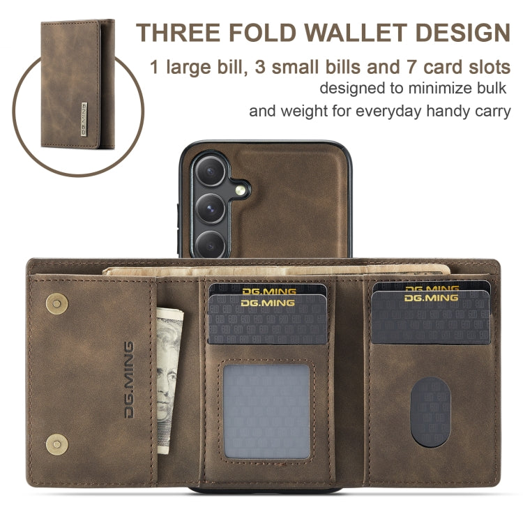 For Samsung Galaxy S24 FE 5G DG.MING M1 Series 3-Fold Multi Card Wallet + Magnetic Phone Case