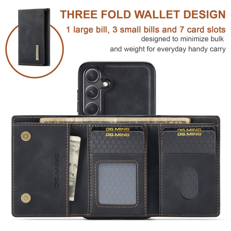 For Samsung Galaxy S24 FE 5G DG.MING M1 Series 3-Fold Multi Card Wallet + Magnetic Phone Case