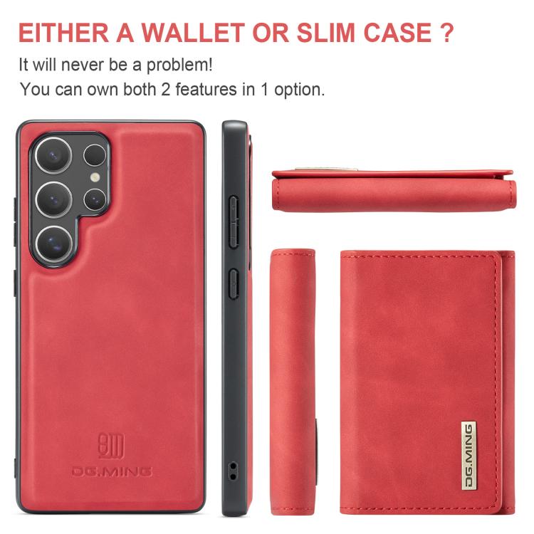 For Samsung Galaxy S25 Ultra 5G DG.MING M1 Series 3-Fold Multi Card Wallet + Magnetic Phone Case