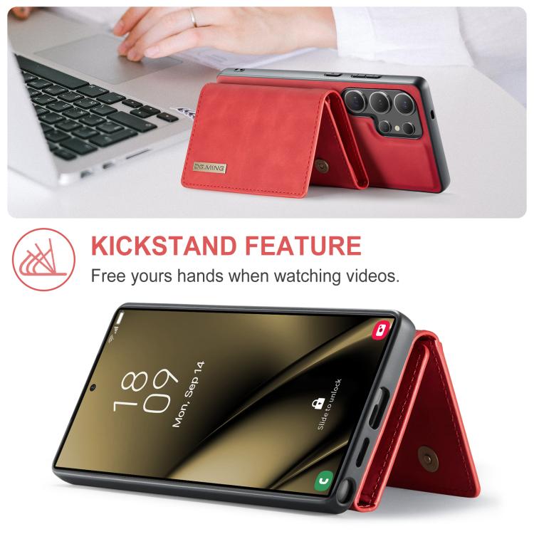 For Samsung Galaxy S25 Ultra 5G DG.MING M1 Series 3-Fold Multi Card Wallet + Magnetic Phone Case