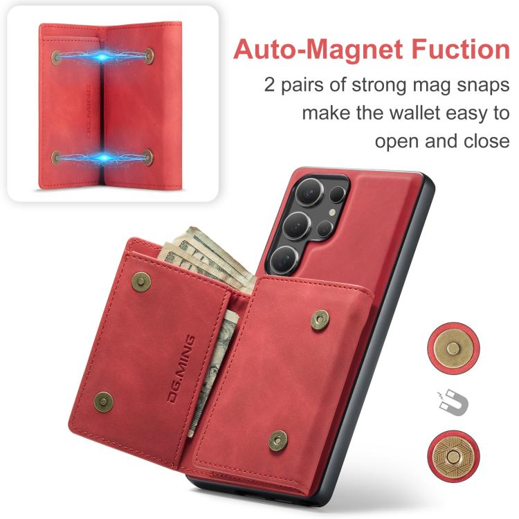 For Samsung Galaxy S25 Ultra 5G DG.MING M1 Series 3-Fold Multi Card Wallet + Magnetic Phone Case