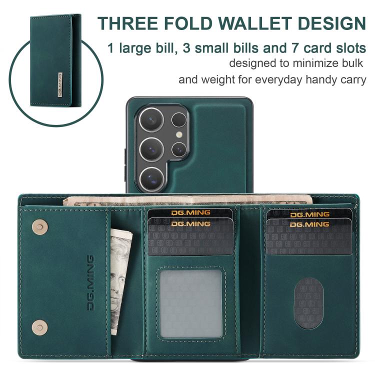 For Samsung Galaxy S25 Ultra 5G DG.MING M1 Series 3-Fold Multi Card Wallet + Magnetic Phone Case