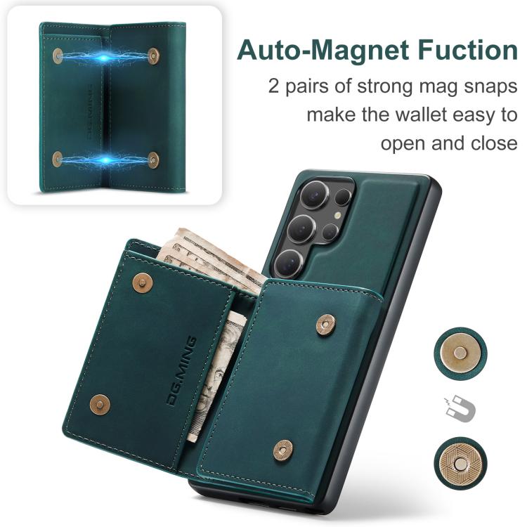 For Samsung Galaxy S25 Ultra 5G DG.MING M1 Series 3-Fold Multi Card Wallet + Magnetic Phone Case