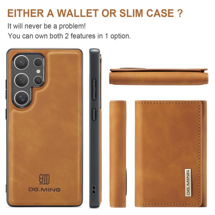 For Samsung Galaxy S25 Ultra 5G DG.MING M1 Series 3-Fold Multi Card Wallet + Magnetic Phone Case