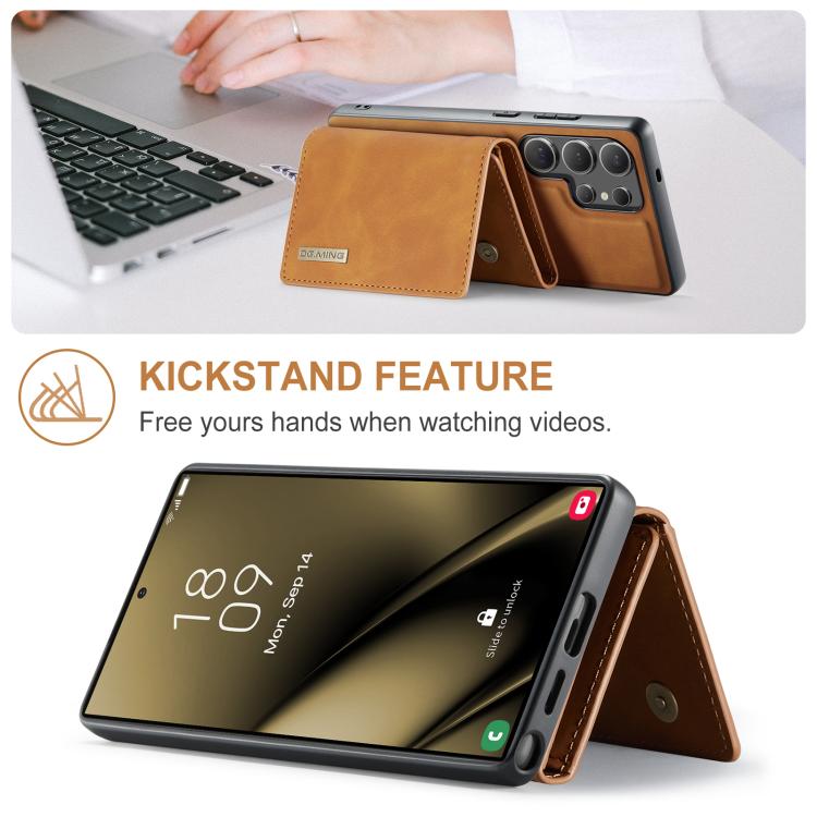 For Samsung Galaxy S25 Ultra 5G DG.MING M1 Series 3-Fold Multi Card Wallet + Magnetic Phone Case