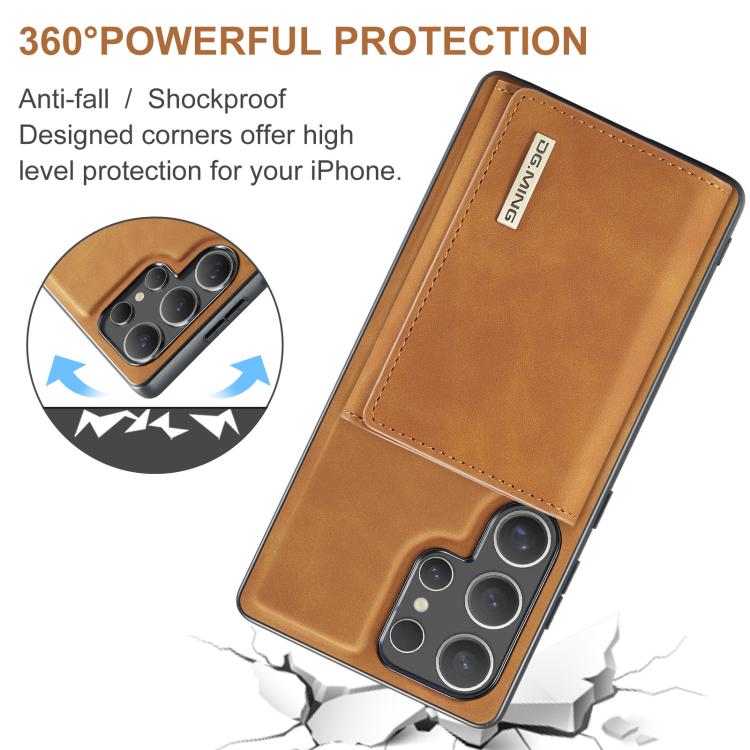 For Samsung Galaxy S25 Ultra 5G DG.MING M1 Series 3-Fold Multi Card Wallet + Magnetic Phone Case